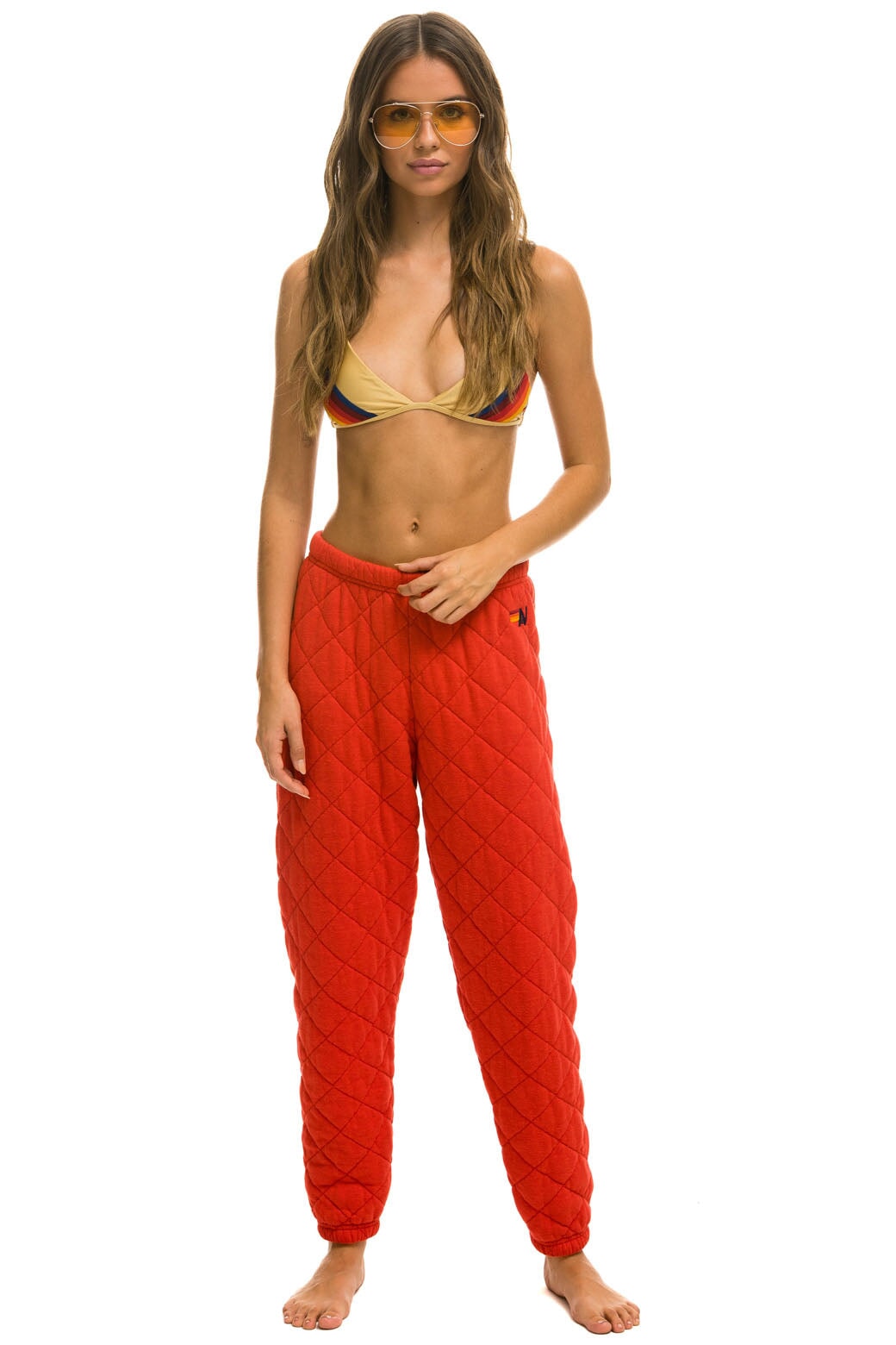 QUILTED SWEATPANTS - RED - Image 3